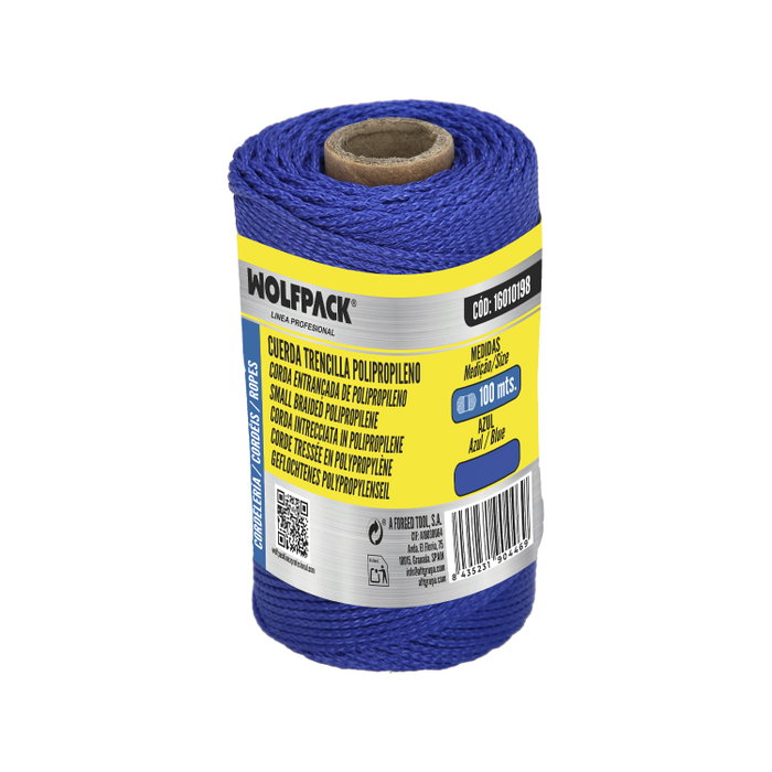 WOLFPACK LINEA PROFESIONAL Corde tressée polypropylène bleue (bobine 100 mètres)