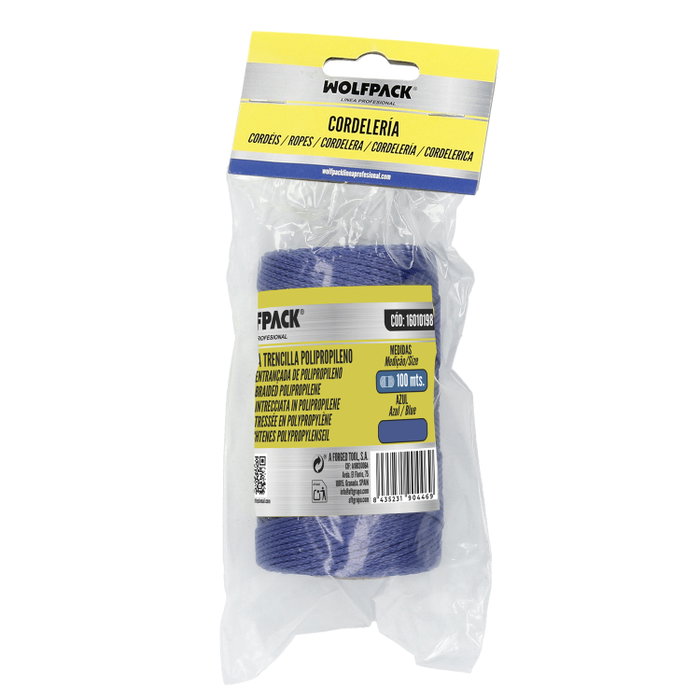 WOLFPACK LINEA PROFESIONAL Corde tressée polypropylène bleue (bobine 100 mètres)