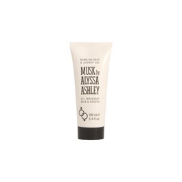Alyssa Ashley Gel Douche Parfumé Musc 100 ml - Gel de bain unisexe floral, boisé et musqué avec bergamote, cardamome, héliotrope et vanille