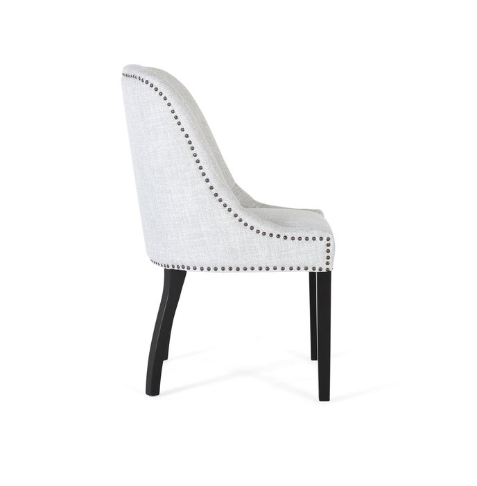 GINER Y COLOMER Lot de 2 chaises rembourrées en tissu gris avec assise 43x46 cm, dossier 50 cm et pieds en bois noir - Confort et design contemporain