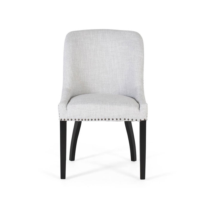 GINER Y COLOMER Lot de 2 chaises rembourrées en tissu gris avec assise 43x46 cm, dossier 50 cm et pieds en bois noir - Confort et design contemporain