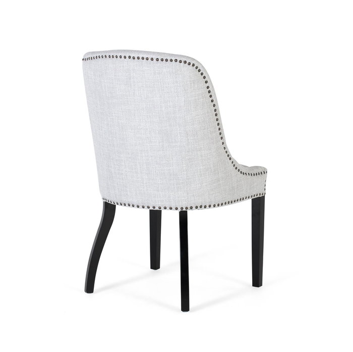 GINER Y COLOMER Lot de 2 chaises rembourrées en tissu gris avec assise 43x46 cm, dossier 50 cm et pieds en bois noir - Confort et design contemporain