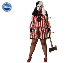 Atosa Déguisement Clown Rouge avec T-shirt et Pantalon pour Femme Adulte XXL
