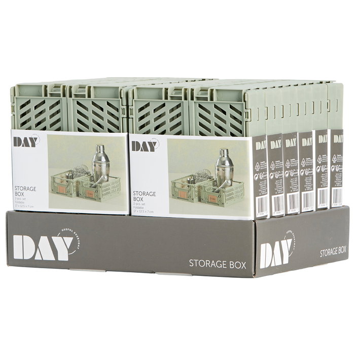 Day Lot de 2 boîtes de rangement pliables vert mousse