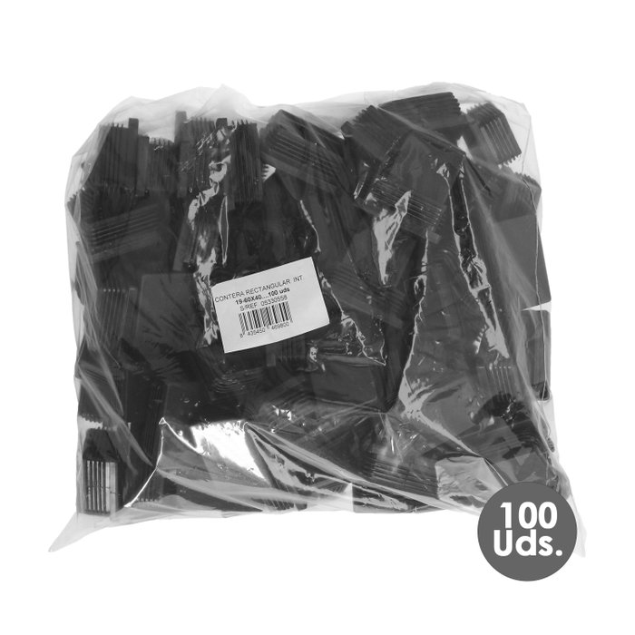 WOLFPACK LINEA PROFESIONAL Conteras Rectangulaires en Plastique Noir, 60x40 mm (Lot de 100)