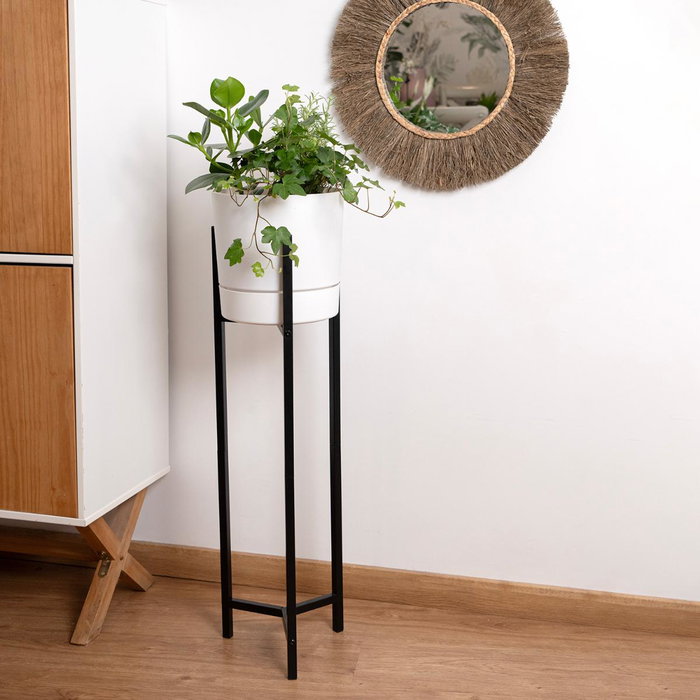 Vinthera Support de Pot en Acier Moa Noir 24x80,5 cm