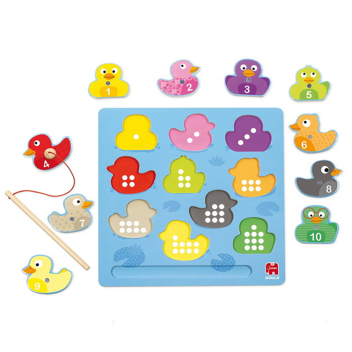 Goula Puzzle Magnétique 59453 Canards, Apprentissage des Chiffres 1 à 10, Jeu Éducatif en Bois pour Enfants Dès 2 Ans