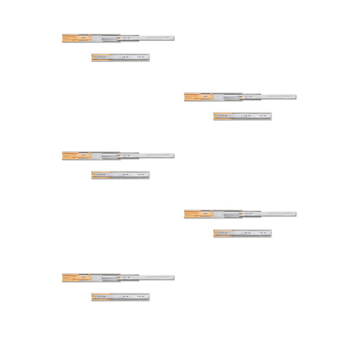 Emuca Lot de 5 jeux de coulisses de tiroirs, roulement à billes, hauteur 45mm, profondeur 300mm, sortie totale, fermeture amortie, Zingué Emuca Lot de 5 jeux de coulisses de tiroirs, roulement à billes, hauteur 45mm, profondeur 300mm, sortie totale, fermeture amortie, Zingué