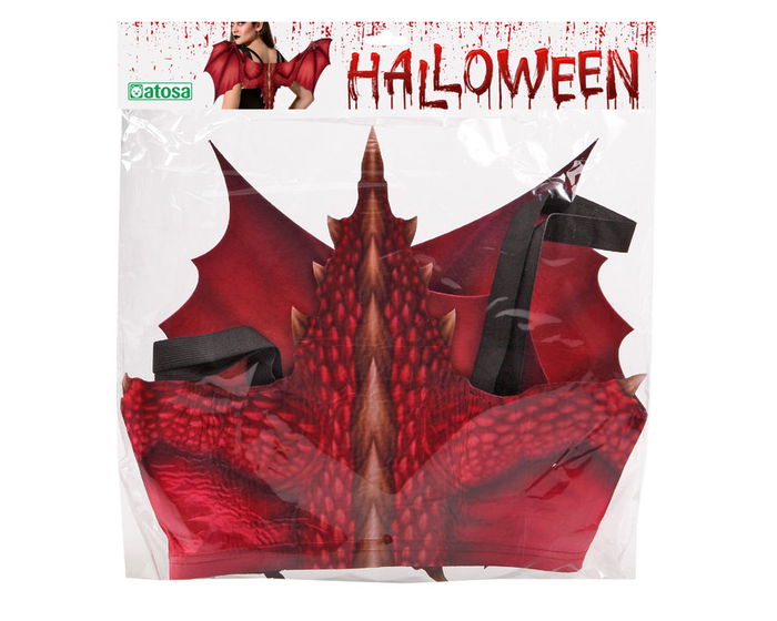 Alas Rojas De Diablesa, ailes de diablesse avec texture écailleuse pour déguisement de démon, dragon ou créature fantastique, dimensions 97 x 37 cm