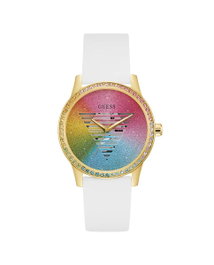 Guess GW0589L1 avec boîtier doré et bracelet blanc
