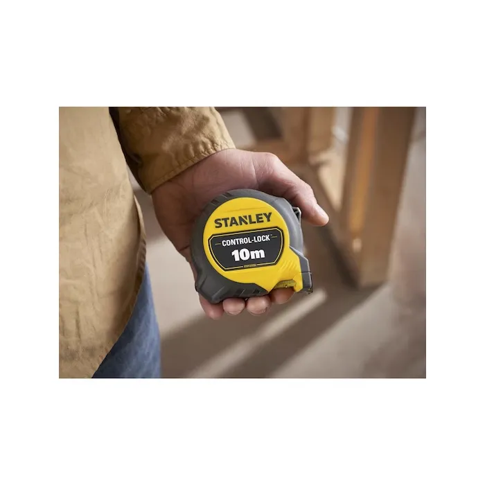 Stanley Mètre Ruban Magnétique CONTROL-LOCK STHT37233-0, 10 m x 25 mm, Double Marquage, Crochet Aimanté Détachable, Classe II, Léger et Compact, Boîtier Bimatériau