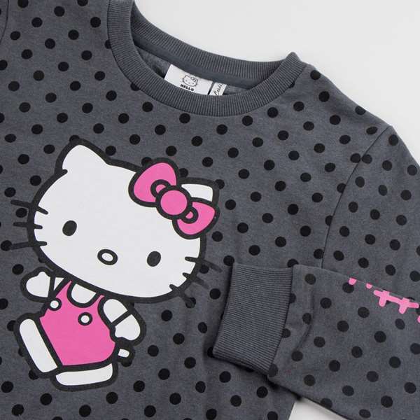 Cerdá Sweat-shirt Hello Kitty en coton brossé pour enfant de 6 ans - Couleur Gris foncé