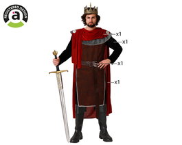 Atosa Déguisement Roi Médiéval Rouge avec Cape pour Homme Adulte