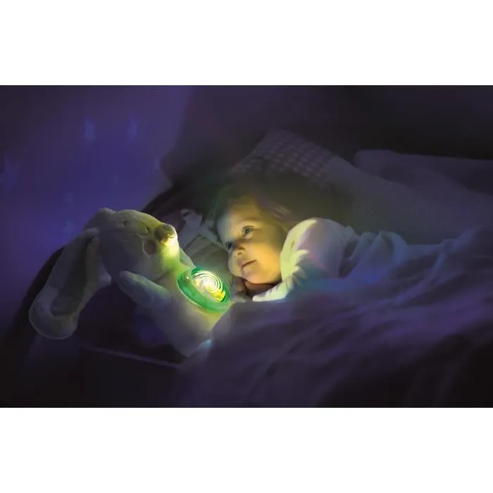 Clementoni - Mon Lapin Polaire - Projecteur d'Aurores Boréales avec Lumières, Musique et Bruits Blancs - Peluche Douce Lavable