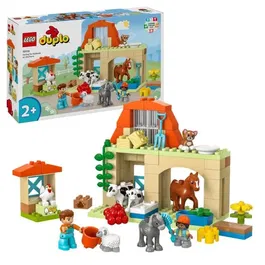 LEGO 10416 DUPLO Ma Ville - Prendre Soin des Animaux de la Ferme, Jouet Éducatif pour Enfants dès 2 ans avec Ferme, 2 Personnages et 8 Animaux