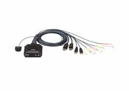 Aten CS22DP - Commutateur KVM câble DisplayPort USB 2 ports avec sélecteur distant et audio - Résolution 4K 30Hz