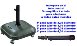 BAMBU BASE PARASOL CEMENTO CUADRADA VERDE+RUEDAS D=64x54x13=37 K