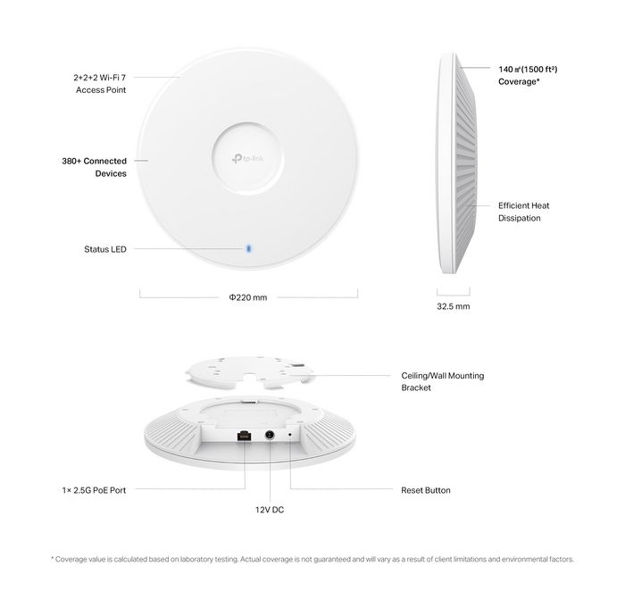 TP-Link Omada EAP772 Point d'accès Wi-Fi 7 blanc
