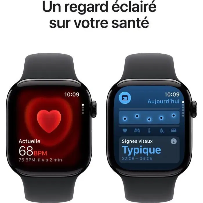 Apple Watch Series 11 GPS + Cellular 42mm Boîtier Jet Black Aluminium avec Bracelet Black Sport Band S/M