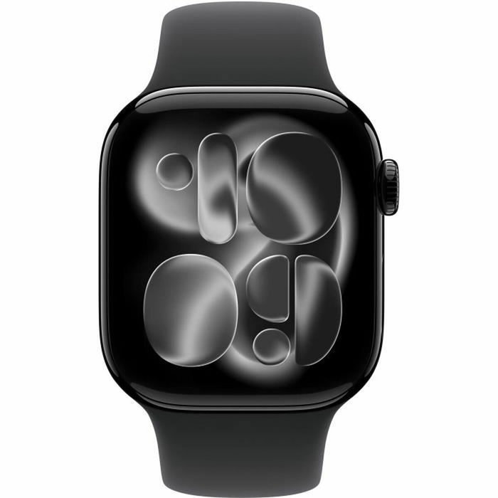 Apple Watch Series 11 GPS + Cellular 42mm Boîtier Jet Black Aluminium avec Bracelet Black Sport Band S/M