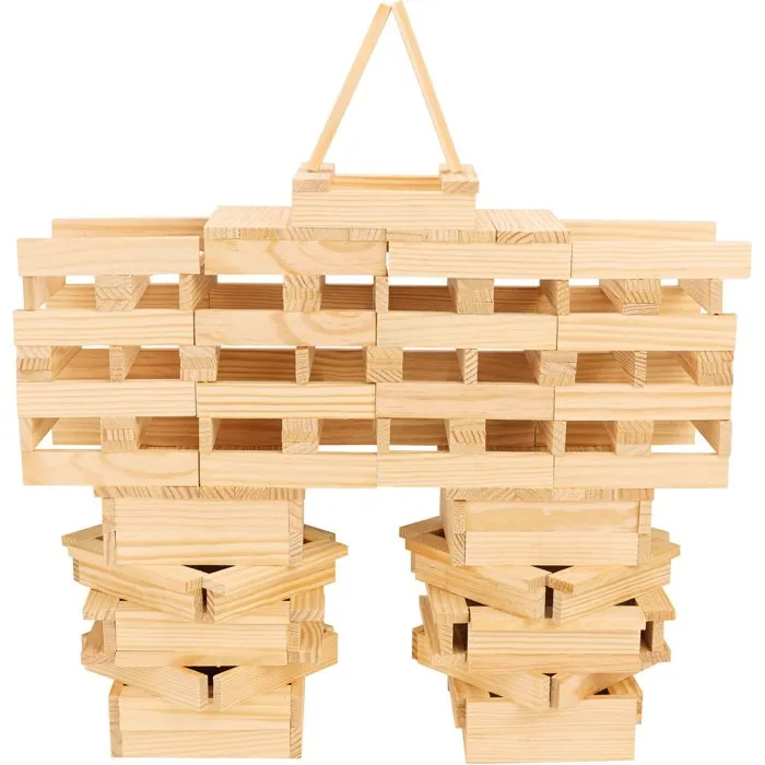Jeujura - Coffret de Construction en Bois TECAP Classic 200 Pièces - Jeu d'Équilibre et Créativité pour Enfant dès 3 Ans - Planchettes Naturelles