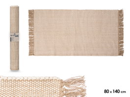 Giftdecor Tapis Artisanal 80x140 cm Beige Naturel 65% Polyester 35% Coton (Set de 6)