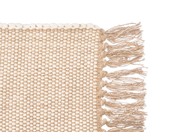 Giftdecor Tapis Artisanal 80x140 cm Beige Naturel 65% Polyester 35% Coton (Set de 6)