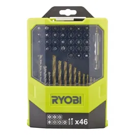 Ryobi Coffret d'accessoires mixtes RAK46MIX - 46 pièces : Forets béton et métal + 31 embouts 25 mm (PH, PZ, SL, HEX, T, TX, SQ)