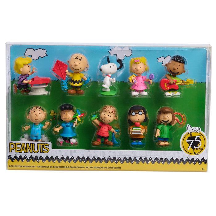 JUST PLAY Set de 10 Figurines Peanuts Snoopy 45181 - Collection Personnages Iconiques 7,5 cm - Multilingue