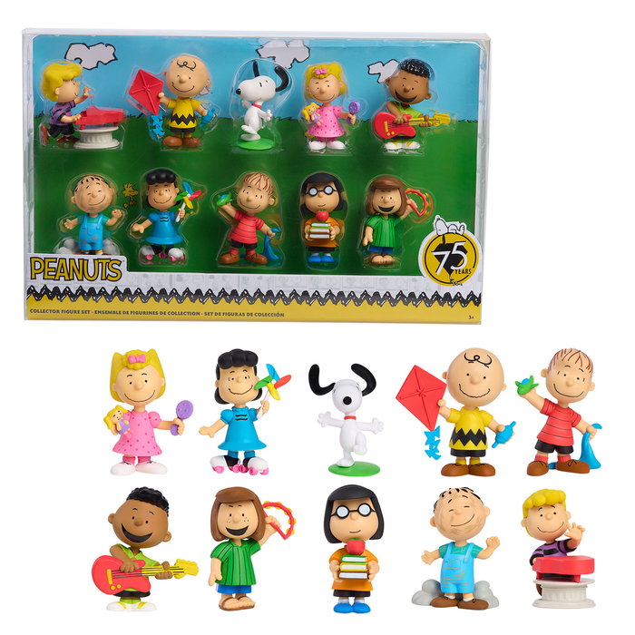 JUST PLAY Set de 10 Figurines Peanuts Snoopy 45181 - Collection Personnages Iconiques 7,5 cm - Multilingue