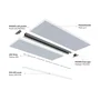 MOSSO KIMERA Profilé Aluminium Argent Anodisé avec Diffuseur Opal, Bouchons et Clips de Fixation 2.02M
