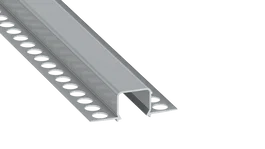 MOSSO KIMERA Profilé Aluminium Argent Anodisé avec Diffuseur Opal, Bouchons et Clips de Fixation 2.02M