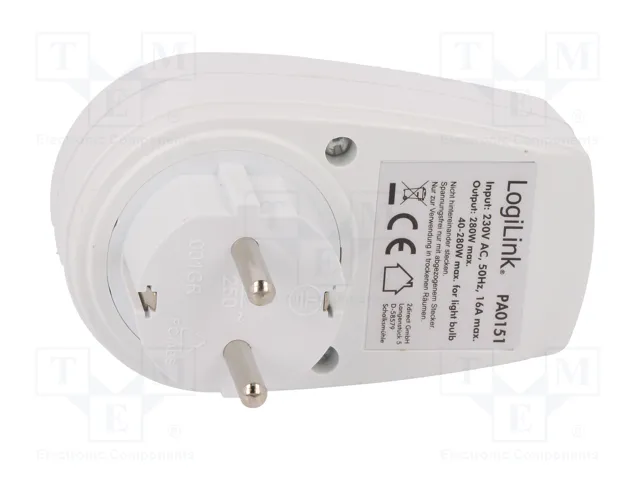 LOGILINK Bloc d'alimentation blanc 16A 230VAC avec 1 prise Schuko LOGILINK Bloc d'alimentation blanc 16A 230VAC avec 1 prise Schuko