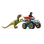 Schleich 41466 Dinosaurs - Coffret jouet Préhistorique Fuite sur quad face au vélociraptor, ensemble de 5 pièces, dès 4 ans