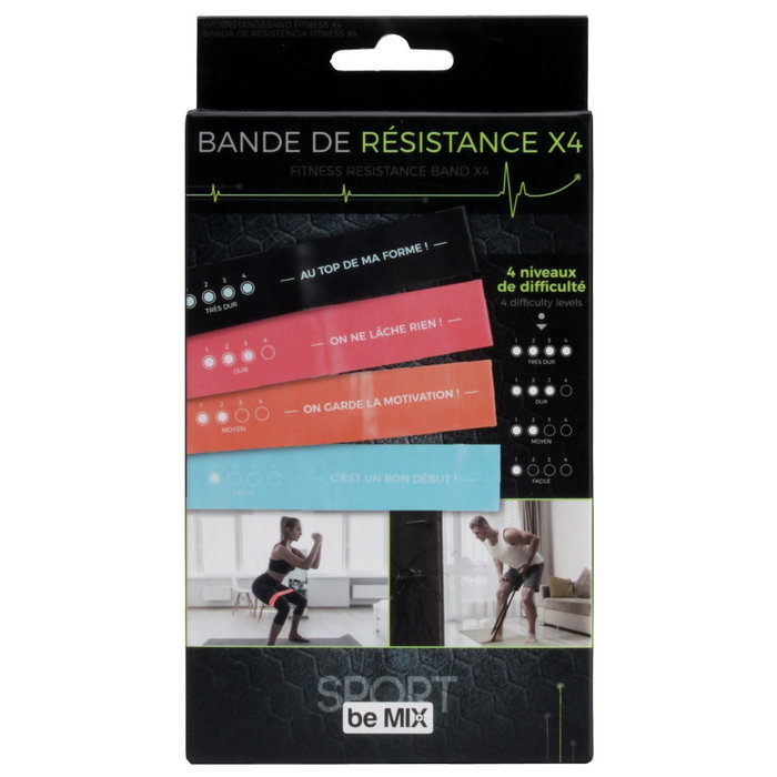 Be Mix Jeu de 4 bandes élastiques de fitness