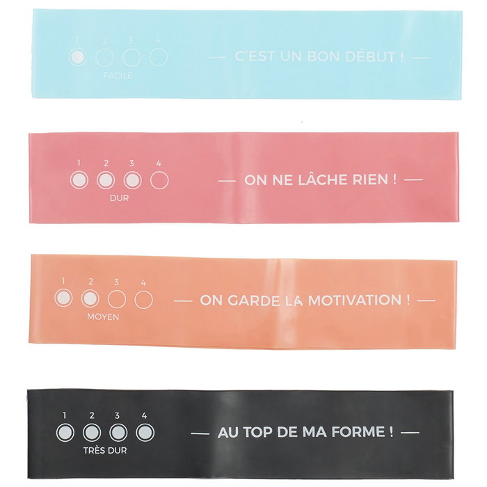 Be Mix Jeu de 4 bandes élastiques de fitness