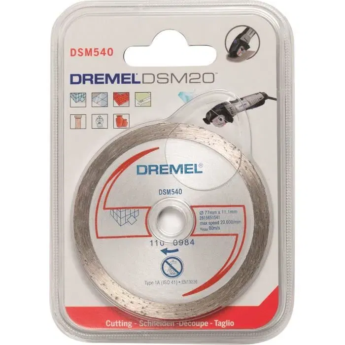 Dremel DSM540 Disque Diamant 140 mm pour Découpe Marbre, Béton, Carrelage, Compatible Scie Compacte DSM20