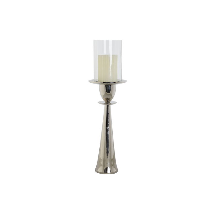 DKD Home Decor Bougeoir Argenté Aluminium et Verre 14 x 14 x 48 cm