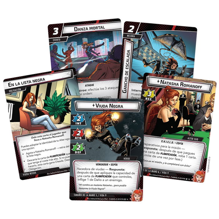 Asmodee MC07ES Marvel Champions Pack Héros Viuda Negra Jeu de Cartes Coopératif en Espagnol