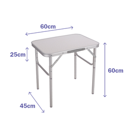 Marbueno Table Pliable Blanche en Aluminium 60x45x25/60 cm