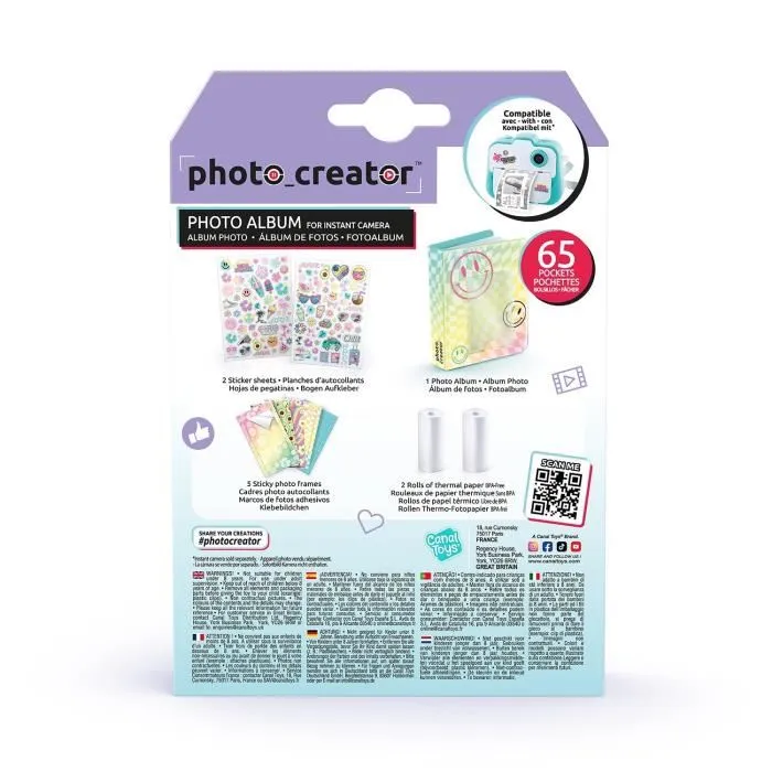 Canal Toys - Coffret album photo pour appareil photo à impression instantanée Photo Creator, 2 rouleaux papier, 5 cadres et autocollants inclus Canal Toys - Coffret album photo pour appareil photo à impression instantanée Photo Creator, 2 rouleaux papier, 5 cadres et autocollants inclus