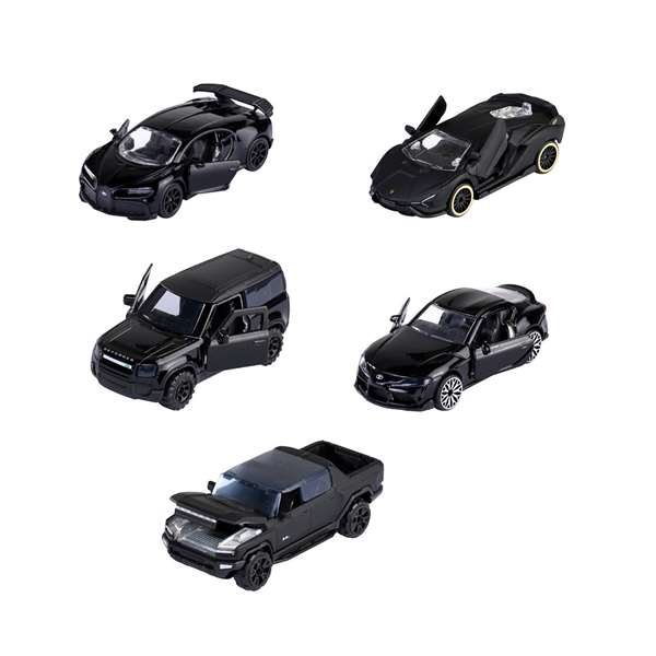 Majorette - Pack Cadeau de 5 Voitures Noires Métallisées 2.0 - Jeu pour Enfants à partir de 3 ans