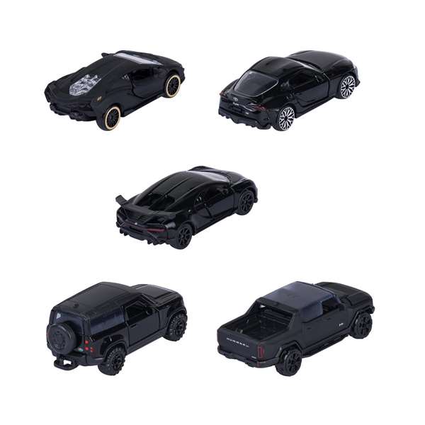 Majorette - Pack Cadeau de 5 Voitures Noires Métallisées 2.0 - Jeu pour Enfants à partir de 3 ans