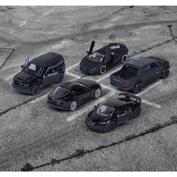 Majorette - Pack Cadeau de 5 Voitures Noires Métallisées 2.0 - Jeu pour Enfants à partir de 3 ans