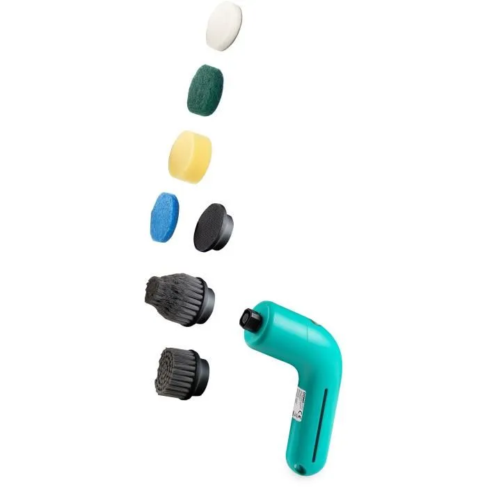 DOMO DO248SB Brosse de Nettoyage Rotative Sans Fil, 3.7 V, 2 Vitesses, 60 min Autonomie, Recharge USB, 6 Accessoires, Bleu