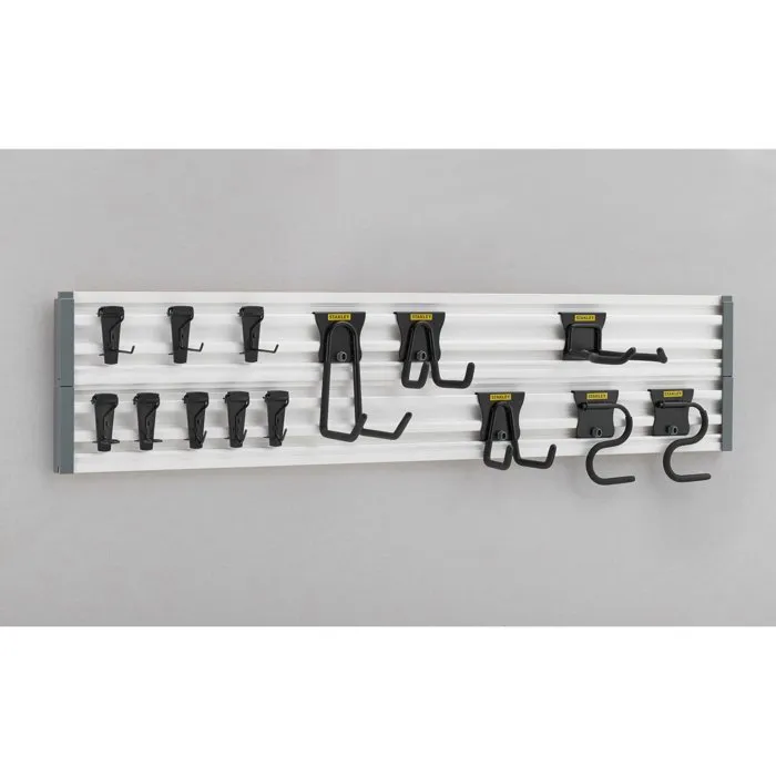 Stanley Ensemble de rangement STST-22000-1 - 2 rails 120 cm et 18 accessoires - Gris