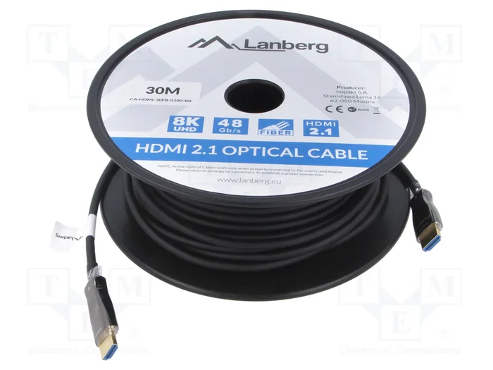 Lanberg Câble HDMI AOC 2.1 8K 30m Noir Lanberg Câble HDMI AOC 2.1 8K 30m Noir
