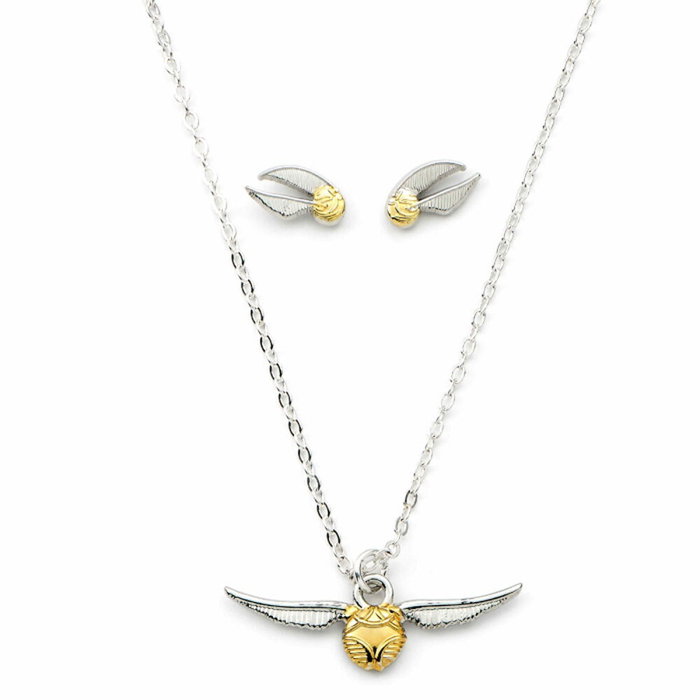 THE CARAT SHOP - Set collier et boucles d'oreilles pendentif Golden Snitch, collection Harry Potter, en alliage de zinc doré