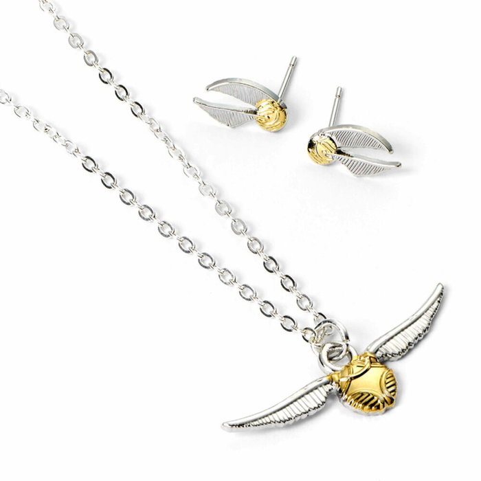 THE CARAT SHOP - Set collier et boucles d'oreilles pendentif Golden Snitch, collection Harry Potter, en alliage de zinc doré
