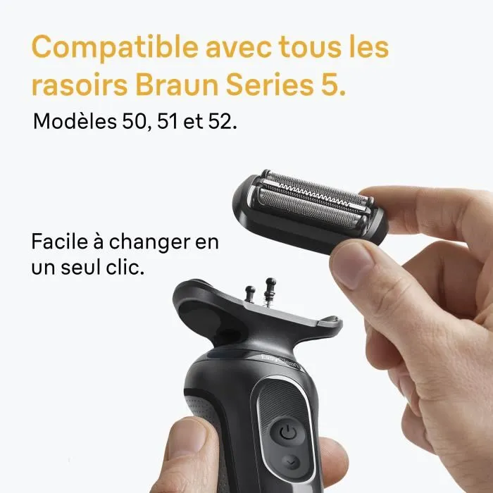 Braun Têtes de rasoir Series 5 & 6 - 3 lames flexibles - Compatible générations 50, 51, 52 - Fabrication Allemagne Braun Têtes de rasoir Series 5 & 6 - 3 lames flexibles - Compatible générations 50, 51, 52 - Fabrication Allemagne